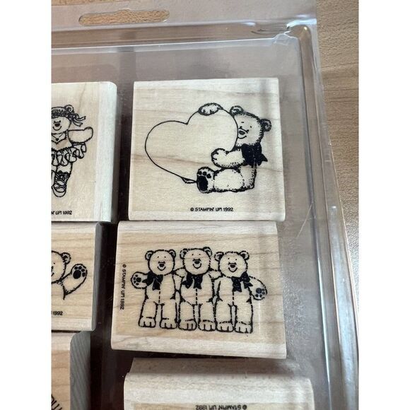Stampin Up Collection of 8 Wood Rubber Stamps Bear Theme - Picture 3 of 7
